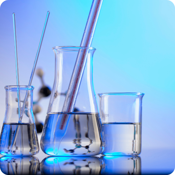 Laboratory glassware and testing equipment, illustrating the environment KnarrTek's laboratory traceability solutions are built to track.